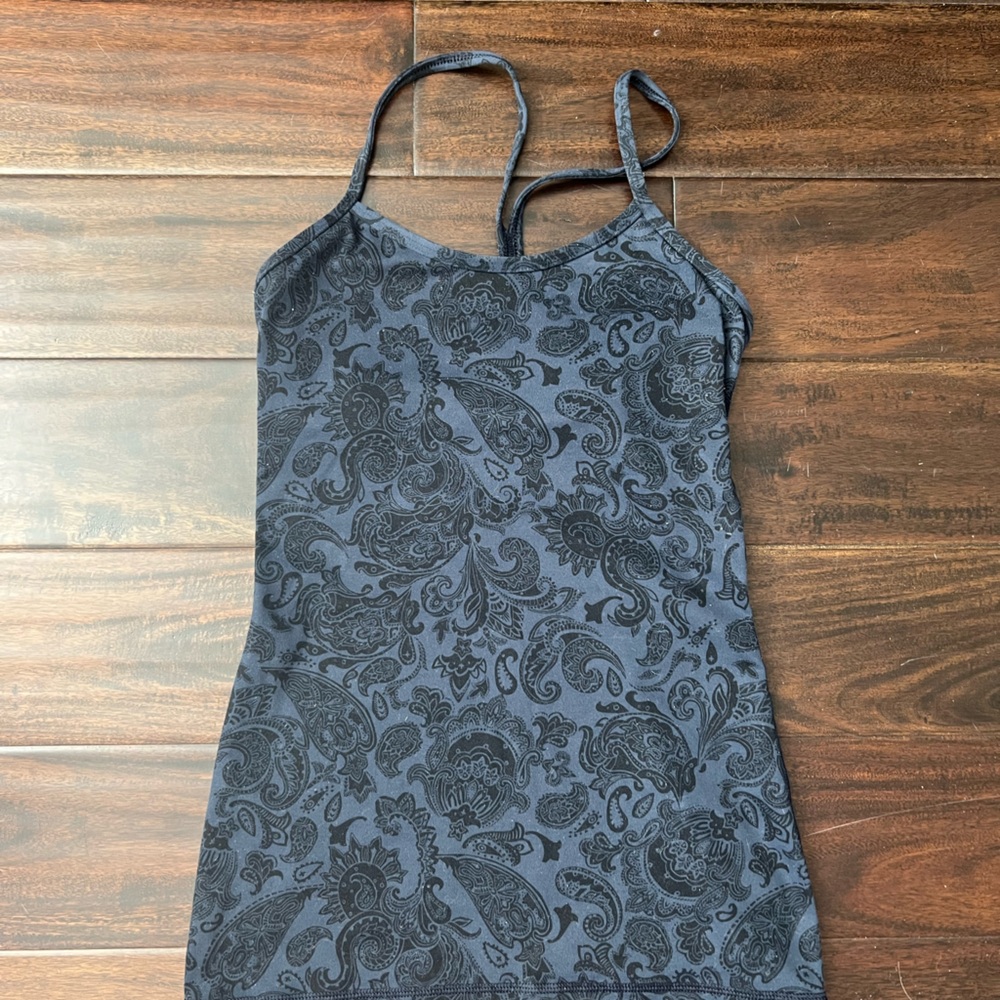 Lululemon Power Y Black Paisley Print Tank Top